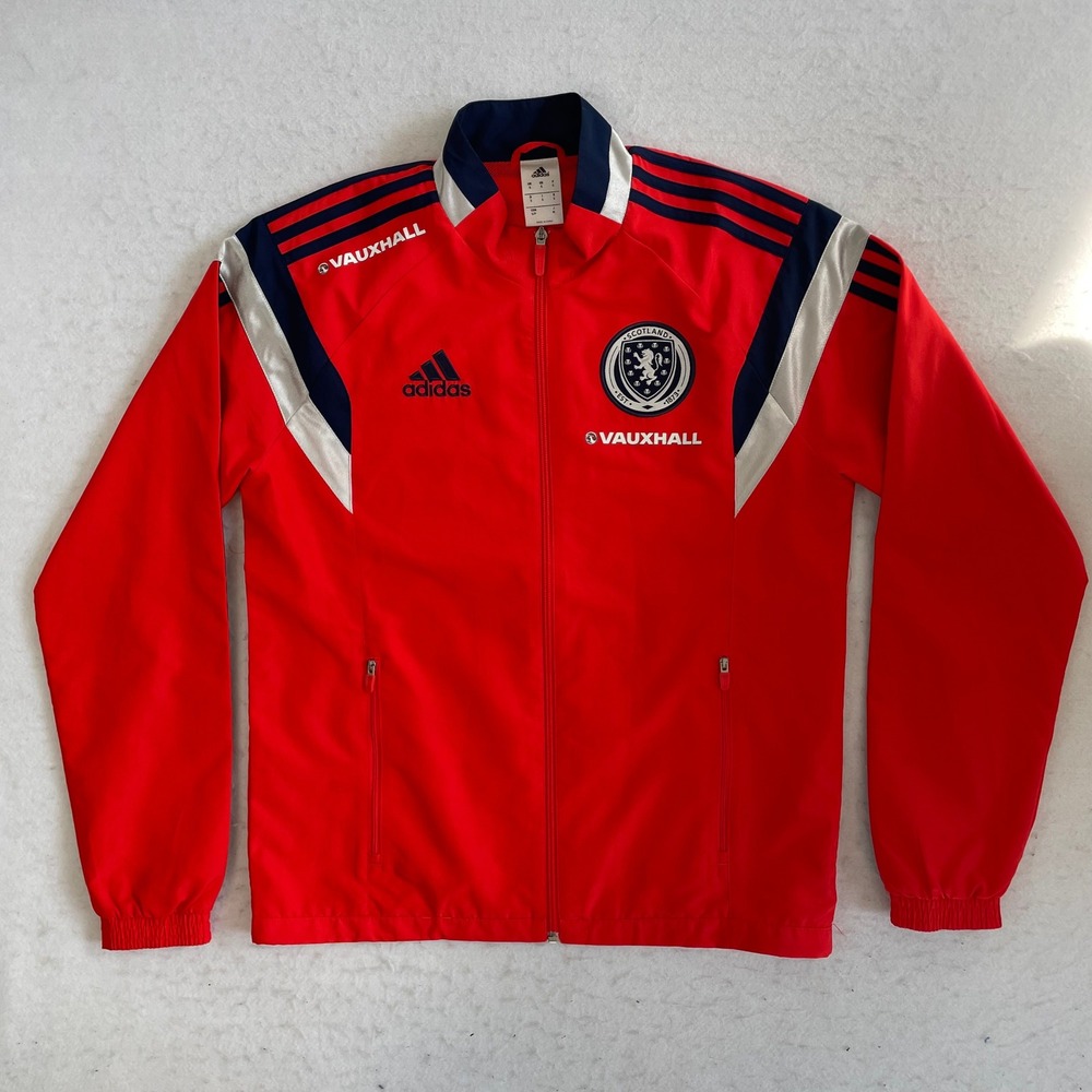 Adidas Scotland FA Track Jacket Small Red Vauxhall Soccer Full Zip Mesh Lined